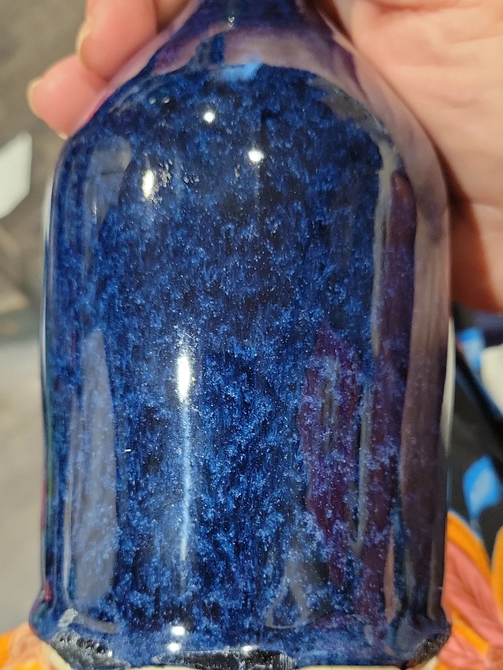 Studio Pottery Flower / Bud Jug/Dark Blue,GUC